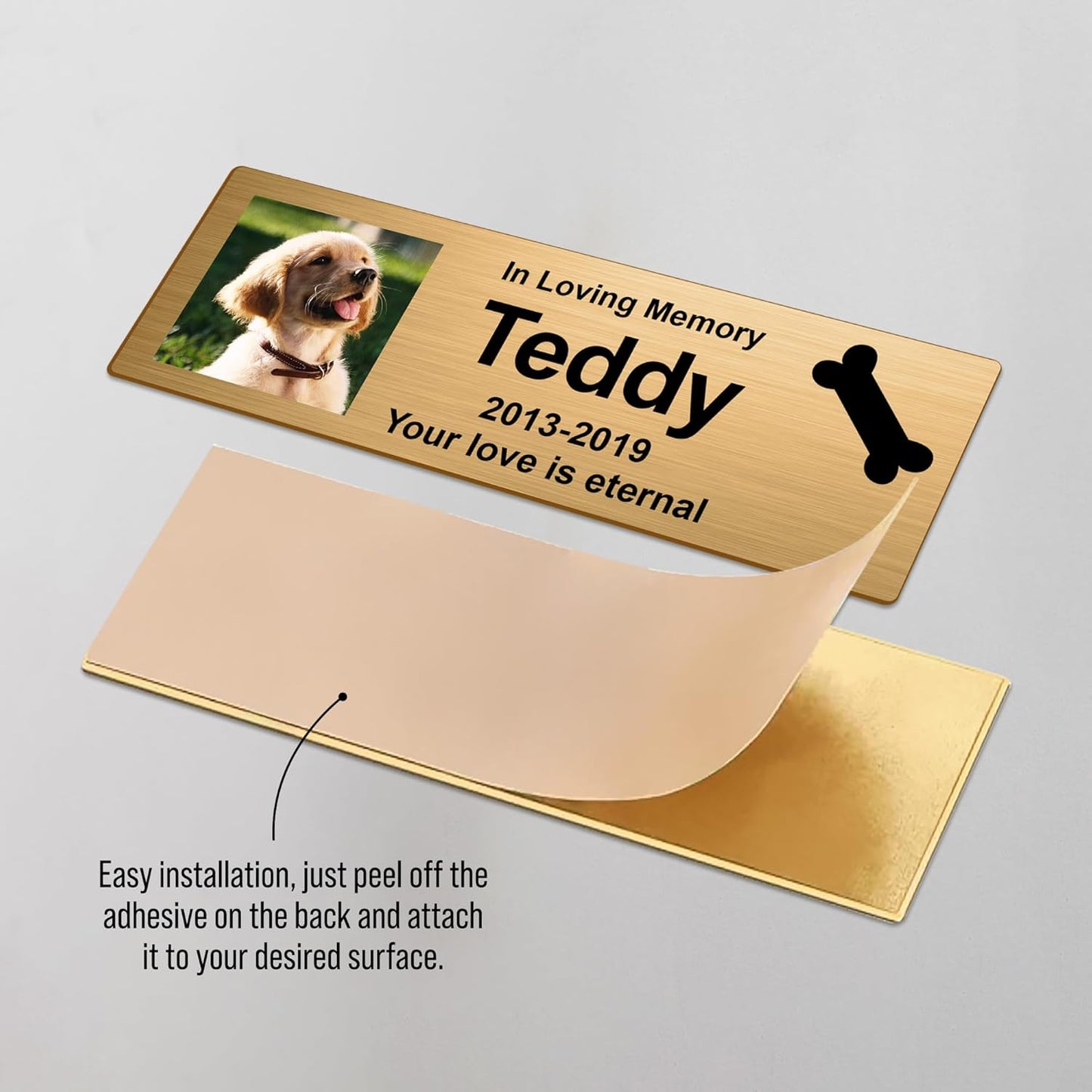 Skiennix Custom Pet Memorial Nameplate - Personalized Stainless Steel Badge for Urns & Ashes