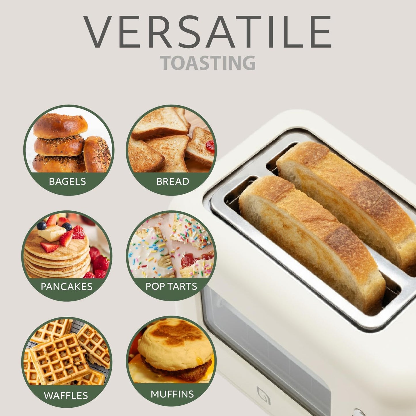 WILLOW Eco Series 2-Slice Retro Toaster - Clear-View Window, 6 Shade Settings, Extra Wide Slots