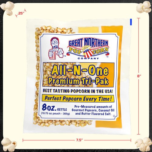 Great Northern Popcorn | Movie Theater Style 12-Count Popcorn Packs - Pre-Measured 8-Ounce Kernel, Salt & Oil