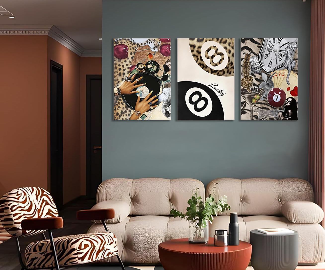 Skiennix Cheetah Wall Art Set - 3 Framed Leopard Canvas Prints for Bedroom & Living Room | 12x16 Inch
