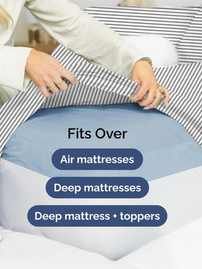 Extra Deep Full Fitted Sheet - Hotel Luxury Single Fitted Sheet Only - Easily Fits 18 inch to 24 inch Mattress - Ultra Soft, Wrinkle Free with Extra Deep Pockets - Breathable & Comfy - Grey Stripes