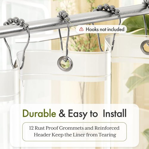 Bathway Shower Curtain Liner, Clear Shower Curtain Liner 72x72 PEVA Waterproof Shower Curtain Liner Plastic with 3 Magnets and 12 Rustproof Metal Grommets, Lightweight Shower Liner for Bathroom