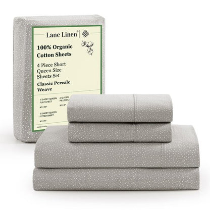 LANE LINEN RV Queen Sheets Set - 100% Organic Cotton Camper Sheet Sets 15" Deep Pocket Fitted - Snowdrop