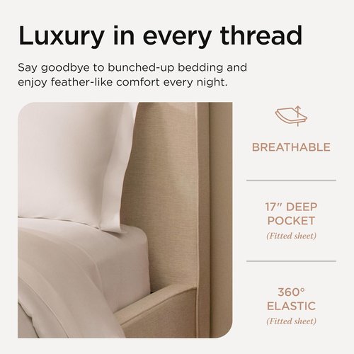 Threadmill 100% American Supima Cotton Sheets, Queen Sheet Set 1000 Thread Count Luxury 4 PC Luxury Bedding Set, Hotel Quality Sateen Weave, Hotel White Sheets with Elasticized Deep Pocket