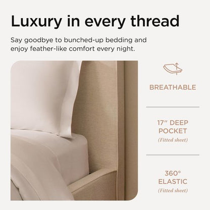 Threadmill 100% American Supima Cotton Sheets, Queen Sheet Set 1000 Thread Count Luxury 4 PC Luxury Bedding Set, Hotel Quality Sateen Weave, Hotel White Sheets with Elasticized Deep Pocket