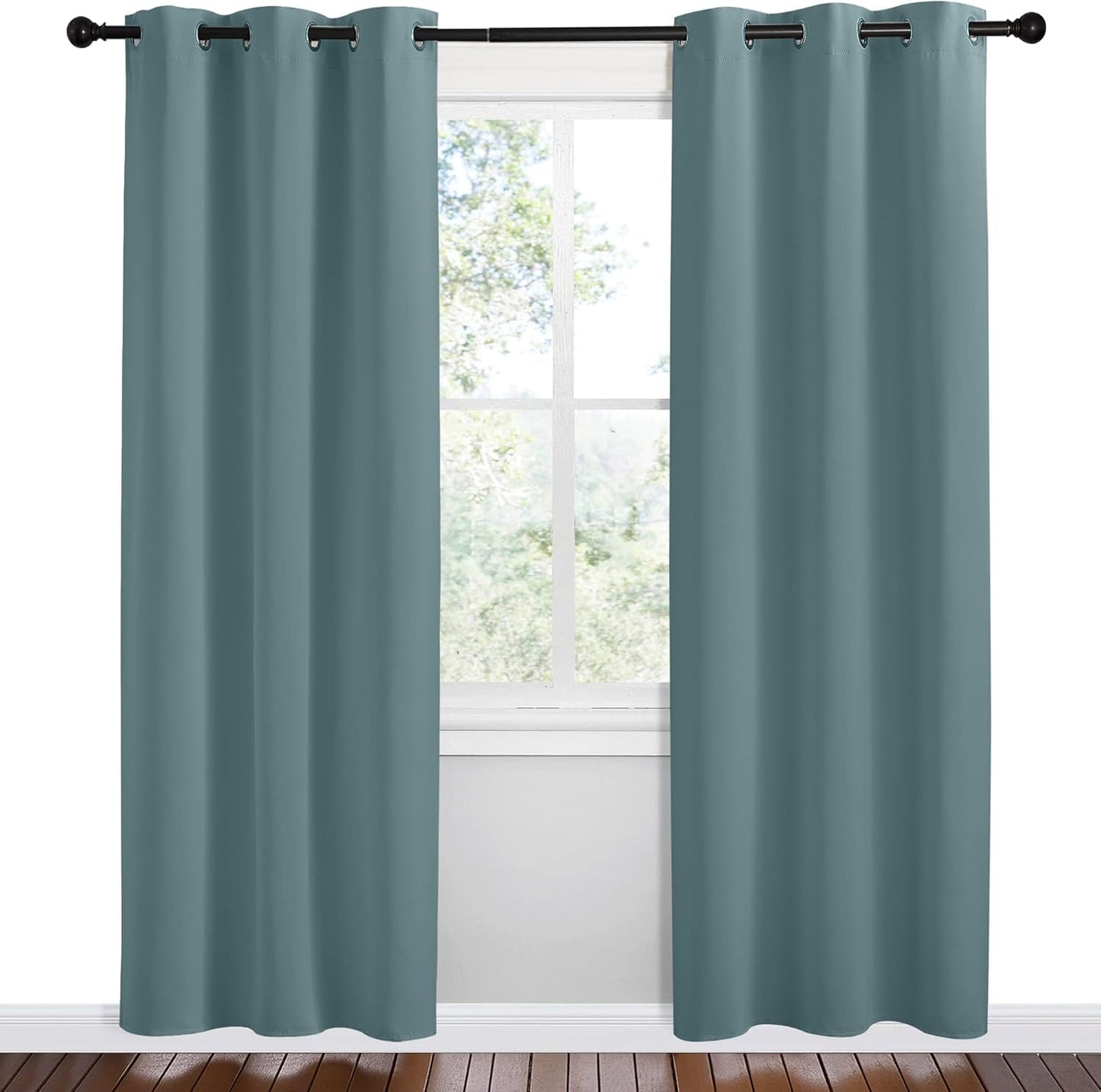 NICETOWN Modern Blackout Curtains - Noise Reducing Thermal Insulated Drapes, Greyish Blue, 2 Panels, W42 x L78-Inch