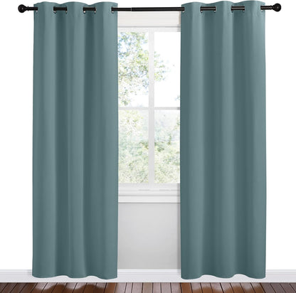 NICETOWN Modern Blackout Curtains - Noise Reducing Thermal Insulated Drapes, Greyish Blue, 2 Panels, W42 x L78-Inch