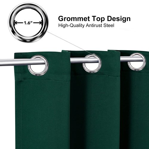 ChrisDowa Small Window Curtains for Kitchen and Bedroom - Grommet Short Thermal Insulated Room Darkening Curtains (2 Panels, Forest Green, 52 x 36 Inch)