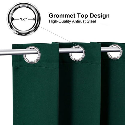 ChrisDowa Small Window Curtains for Kitchen and Bedroom - Grommet Short Thermal Insulated Room Darkening Curtains (2 Panels, Forest Green, 52 x 36 Inch)