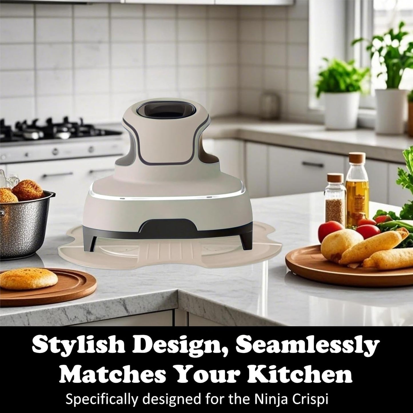 Tailored Ninja Crispi Silicone Trivet - Heat-Resistant Non-Slip Hot Pads for Air Fryer (Off White)