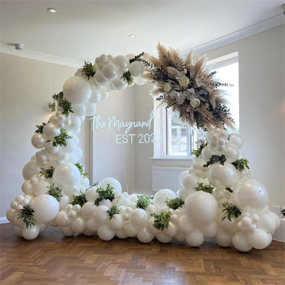 Double Stuffed Pearl White Balloons - 116 Pcs Arch Garland Kit for Weddings & Showers | 5/10/12/18 Inch