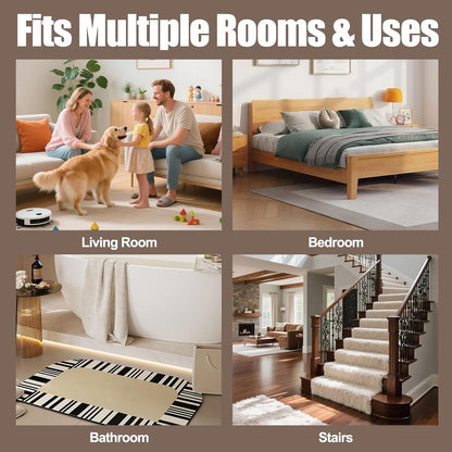 Premium Rug Grippers - 12PCS Anti-Slip Carpet Pads, 3.9 Inch, Prevent Curling & Sliding on Hardwood, Tile & Marble Floors