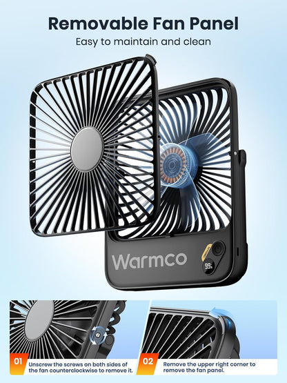Warmco 10000mAh Portable Travel Fan - 7-Inch, Ultra-Thin, Quiet Design with 24H Runtime | Ideal for Camping, Office, Bedroom