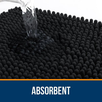 OLANLY Toilet Rugs U-Shaped 20x20, Extra Soft Absorbent Chenille Contour Bathroom Rugs for Toilet, Dry Quickly, Machine Washable, Non-Slip Bath Mat, Black