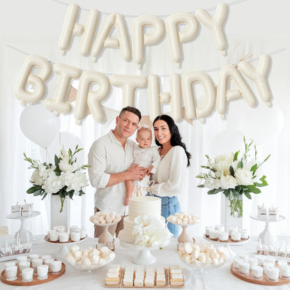 Beige Number 1 Balloon - Happy Birthday Balloon Banner for 1st Birthday Celebration