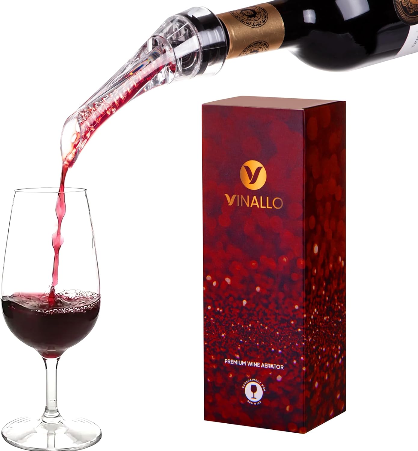 Wine Aerator Pourer Spout Diffuser - Wine Decanter with Aerator Attaches to Wine Bottle for Enhanced Flavor | Premium Quality Wine Air Aerator with Reusable Silicone Wine Stopper | No Drip or Spill