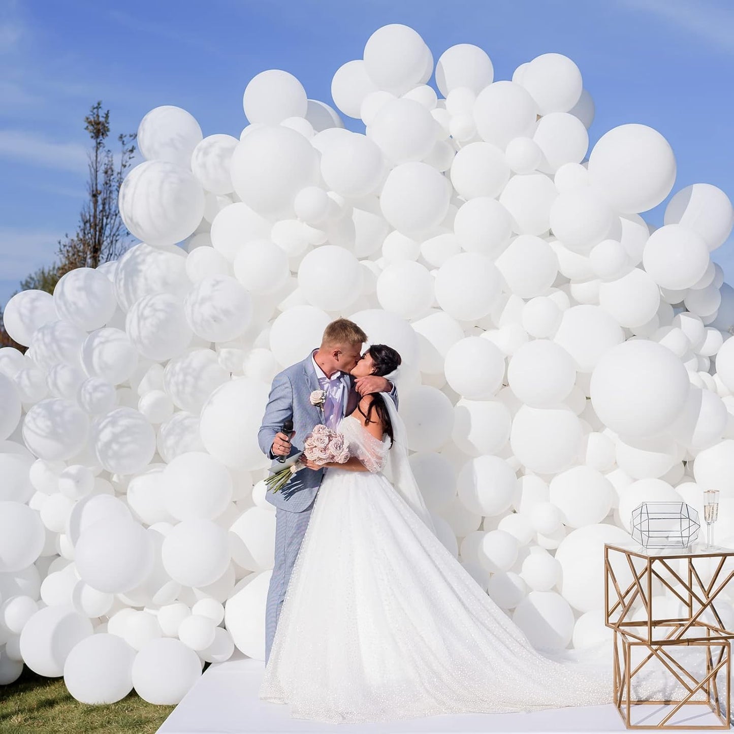 RUBFAC Premium White Balloons - 87pcs in Various Sizes (5-18 Inches) for Garland & Arch Decor