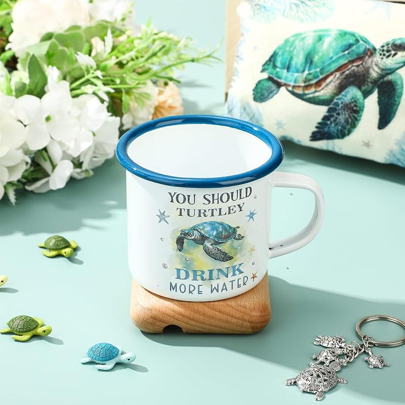 Sea Turtle Gift Set: Tote Bag, Makeup Bag, 14 oz Enamel Mug, Socks, Keychain — Sea Turtle Variation