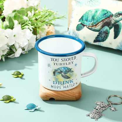 Sea Turtle Gift Set: Tote Bag, Makeup Bag, 14 oz Enamel Mug, Socks, Keychain — Sea Turtle Variation