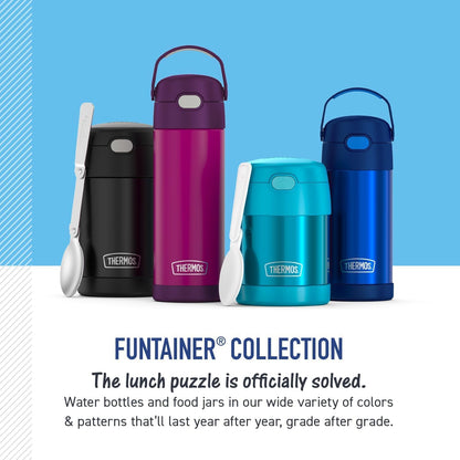 THERMOS FUNTAINER 16 Ounce Stainless Steel Insulated Bottle - Wide Spout Lid, Captain America Design