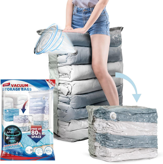 TAILI Jumbo Vacuum Storage Bags - 6 Pack Extra Large Seal Bags for Clothing & Bedding | 31x40x15 Inch, Cream