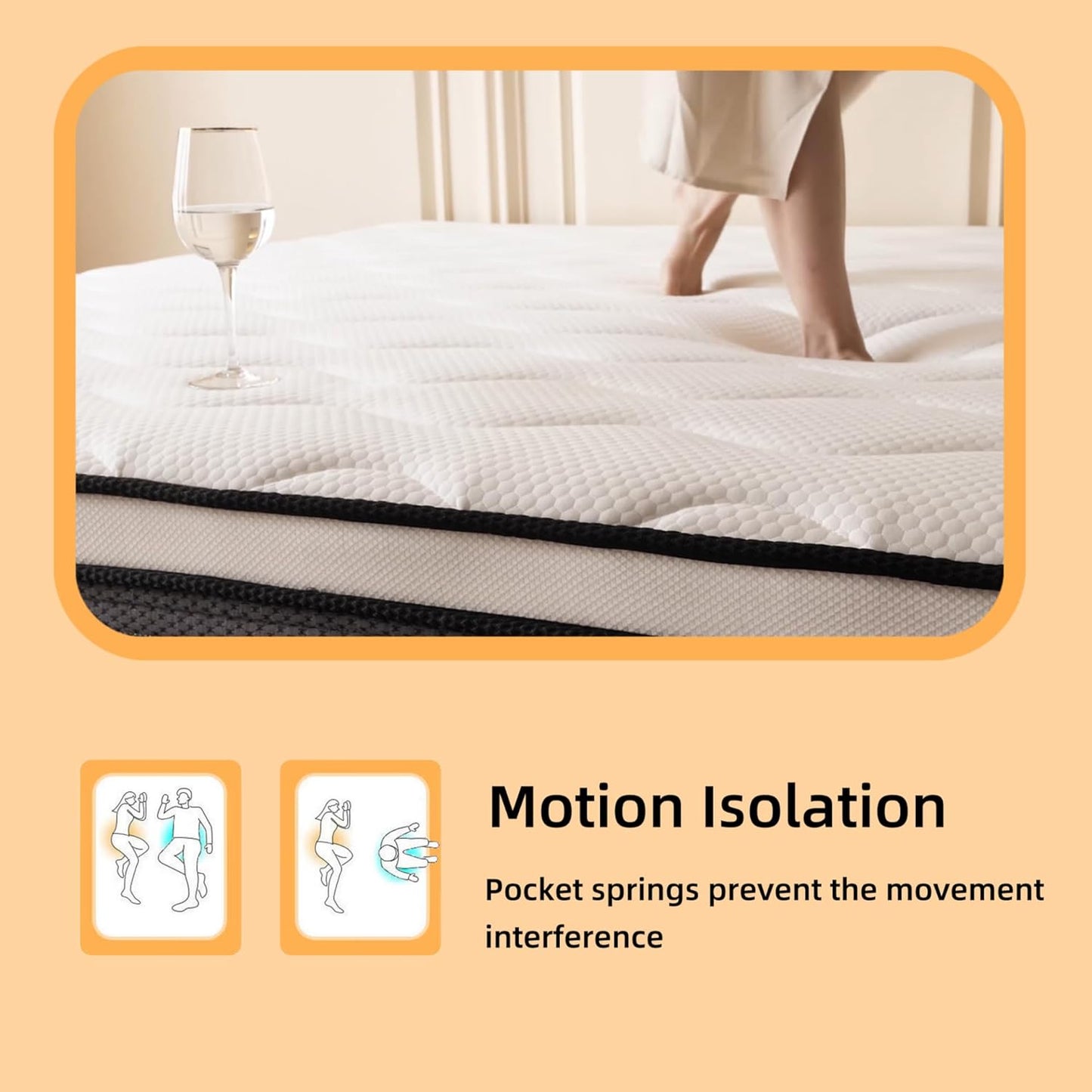 Skiennix Twin Mattress - 10 Inch Memory Foam Hybrid with Pocket Springs for Motion Isolation & Pressure Relief