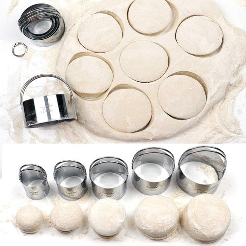 HULISEN Biscuit Cutter Set - 5-Piece Round Cookie Cutters with Handle | Professional Baking Tools