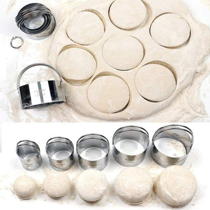 HULISEN Biscuit Cutter Set - 5-Piece Round Cookie Cutters with Handle | Professional Baking Tools