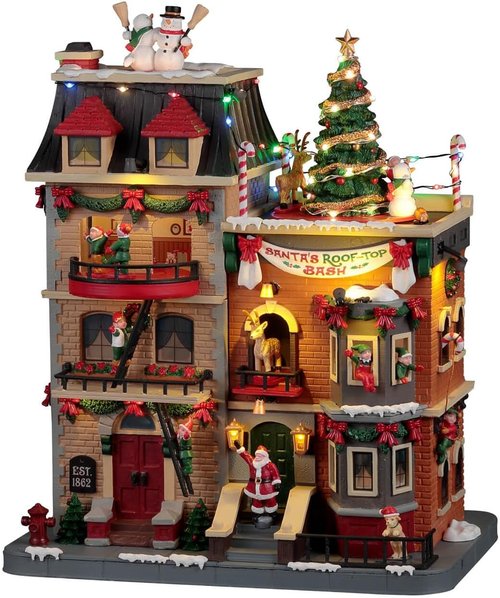 Lemax Santa's Rooftop Bash - Festive Holiday Decoration with 4.5V Adapter | Charming Christmas Scene