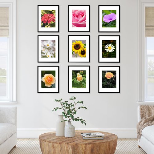 JCJMY 12 Packs 11x14 Picture Frames, Display 8x10 with Mat or 11x14 Without Mat, Black Gallery Wall Frame Set, 11 by 14 Frames Bulk Set of 12 Collage Wall Decor Photo Frames Set for Wall, Black