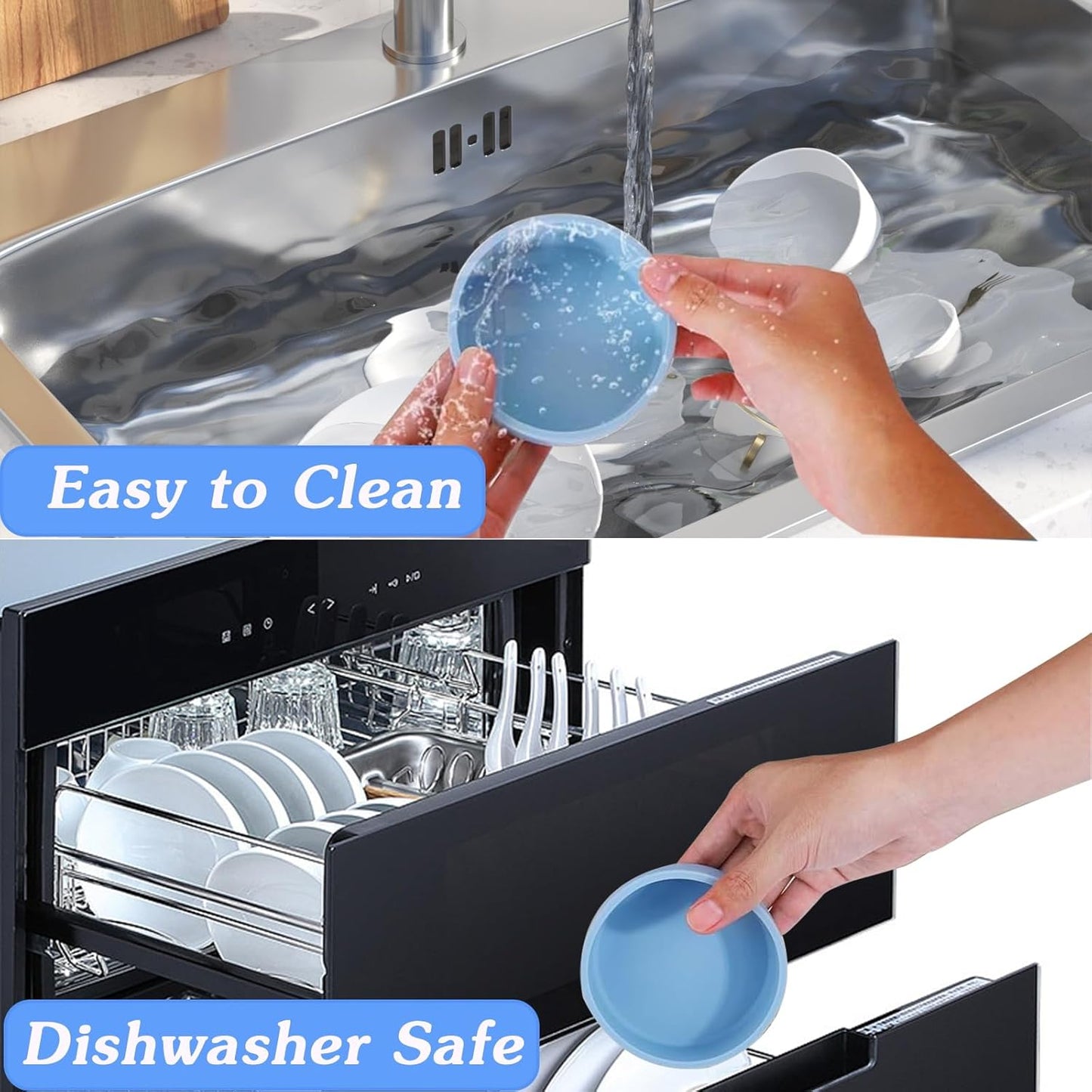 ZHYEEDAA Silicone Egg Molds - 3Pcs Reusable Individual Egg Bite Maker | BPA Free, Dishwasher Safe, Round Blue