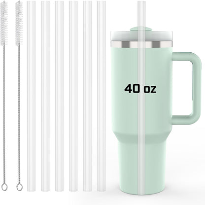 Stanley 6 Pack Straws for 40 oz Tumblers - Reusable BPA-Free Plastic with 2 Cleaning Brushes