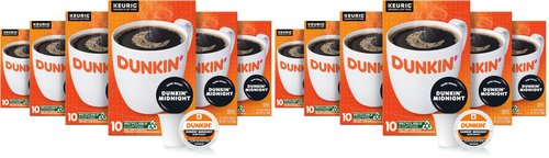 Dunkin' Midnight Dark Roast Coffee, 60 Keurig K-Cup Pods, (Pack of 12)