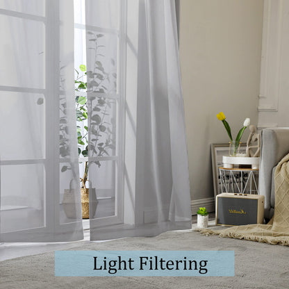OWENIE Sheer Curtains 96 Inch Length, Elegant Sheer Curtains for Bedroom, Window Voile Sheer Curtain Panels/Drapes/Treatment for Living Room, 2Pcs, Each 42" W x 96" L, Charcoal Gray
