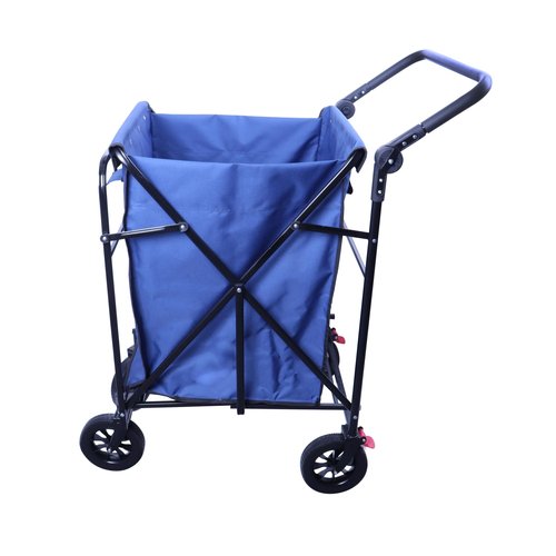MATTAM Collapsible Basket Trucks Service Carts with Wheels for Material handling, 265 lbs Capacity，21" L x 18.9" W x 35.4" H (Blue)