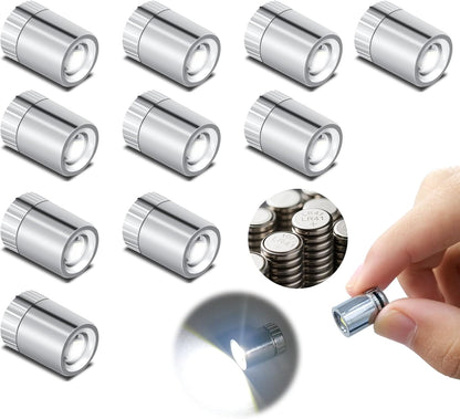Skiennix Mini LED Lights - 10 PCS Battery Operated Tiny Spotlights for DIY Crafts & Decor | Cool White
