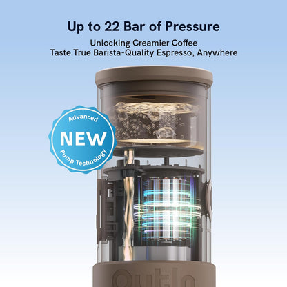 OutIn Mino Portable Electric Espresso Machine - Mini Travel Coffee Maker with Self-Heating Feature