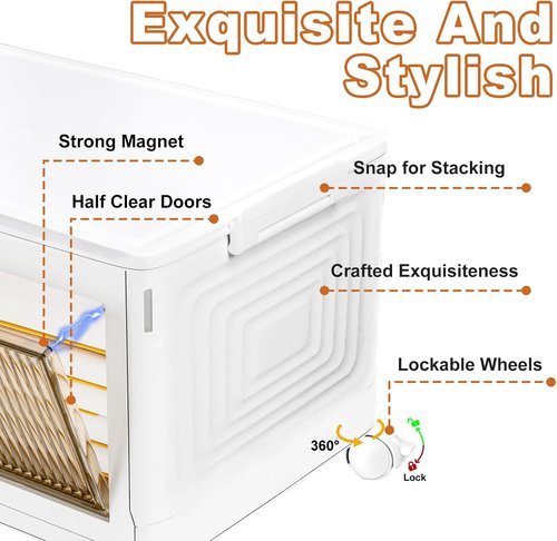4 Tier Stackable Storage Bins by [Brand Name] - 23QT Collapsible Organizers with Lids & Wheels