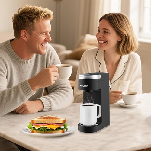 CHULUX Single Serve Coffee Maker - Compact K-Cup Brewer with 6 to 12oz Brew Sizes | Fits 7.3" Travel Mugs