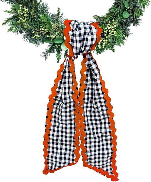 Buffalo Plaid Wreath Sash by [Brand Name] - Stylish Satin Ribbon for Indoor/Outdoor Decor | 5.11 x 55.1 Inches