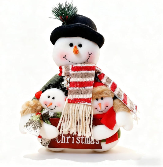 Skiennix 12-Inch Plush Snowman Decor - Festive Indoor Christmas Decoration for Office & Home