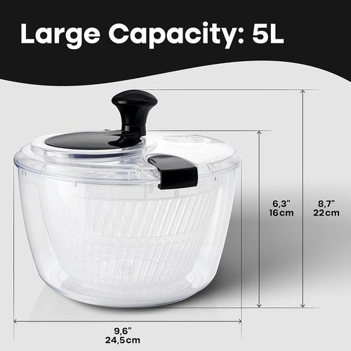 Joined Salad Spinner - Multi-Use Lettuce Dryer & Vegetable Washer | 5.28 Qt with Drain, Bowl & Colander