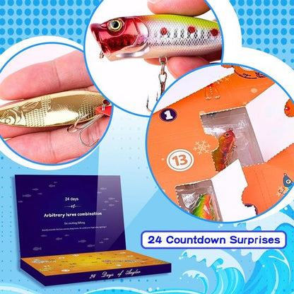 Lihome Fishing Advent Calendar 2026 - 24-Day Lure Set for Men, Boys & Dads | Freshwater & Saltwater Fishing
