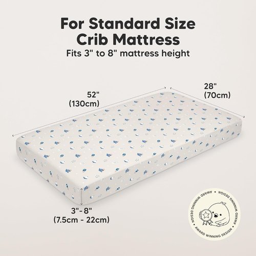 KeaBabies Organic Crib Sheets - 2-Pack Fitted Jersey Cotton for Baby Bed | Soft, Breathable, Neutral Prints (Cosmo)