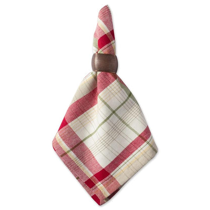 DII Thanksgiving Plaid Cloth Napkins Set of 6 - 20 x 20 inches, Taupe & Red + Variation: Square 20" x 20"