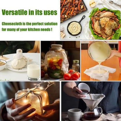 Grade 100 Cheese Cloths by [Brand Name] - 15 Pcs 20x20 Inch Unbleached Cotton for Straining & Juicing