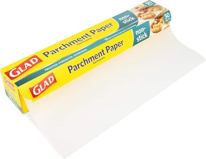 Glad Parchment Paper for Baking - 50 Sq Ft White Roll for Easy Food Storage & Everyday Use