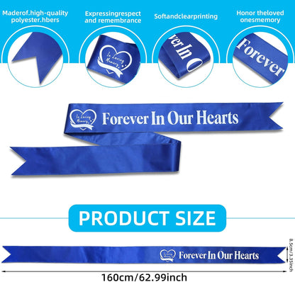 Regine Switzerland Elegant Funeral Wreath Sash - Forever in Our Hearts Memorial Ribbon (Blue)