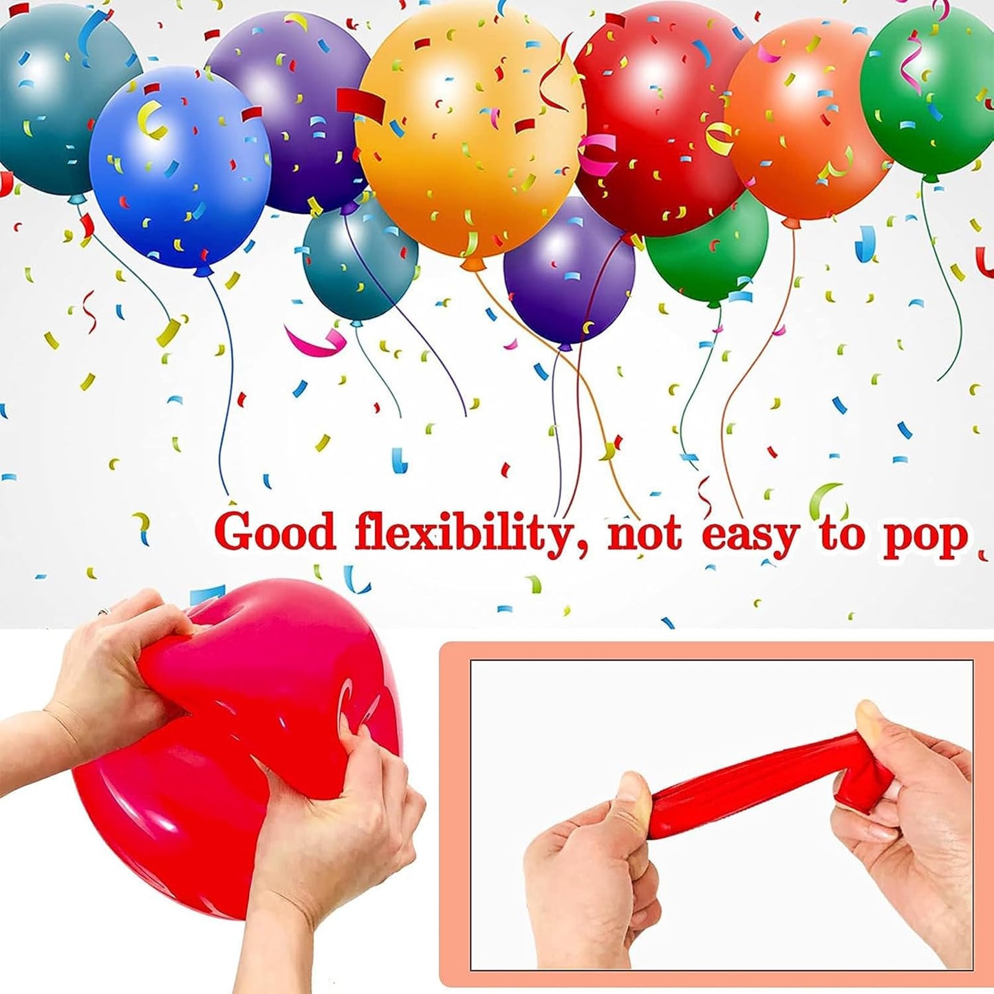 Regine Switzerland 68Pcs Latex Balloons - Red, Black & White with Confetti for Birthday, Wedding & Graduation