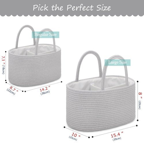 COMSE Baby Diaper Caddy Organizer - Portable Tote Bag with Divider for Newborn Essentials | Cool Gray